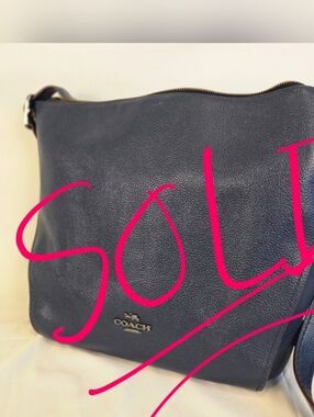 Coach Dufflette Crossbody Shoulder Bag Navy/Midnight Pebbled Leather 21378